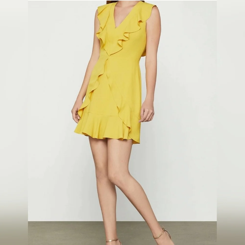 BCBGMaxAzria Yellow Ruffle Mini Dress - Picture 2 of 5